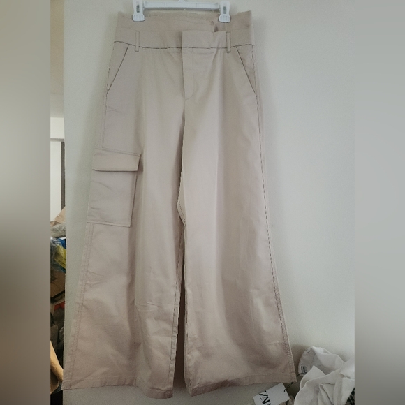 ZARA BELTED high waist GABARDINE PANTS (NWT) beige size L - Picture 2 of 16